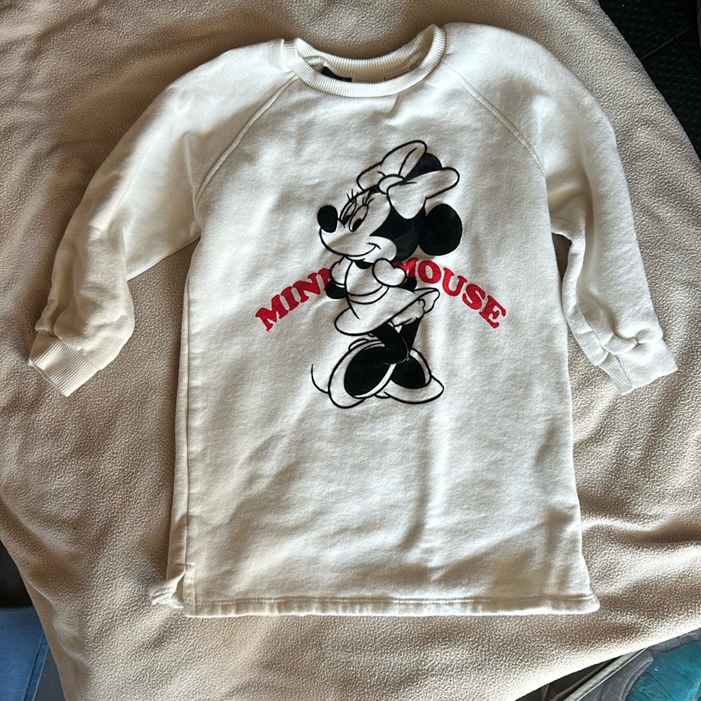 Zara Minnie Mouse Sweatshirt Dress Size 2-3 Years
